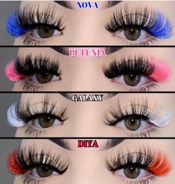 3D Colour Faux Lashes Natural Long Colourful False Eyelashes Dramatic Makeup Fake Lash Party Coloured Lashes for Cosplay Halloween8567974