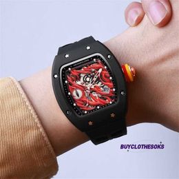 Rm Designer Watch Devils Eye Mechanical Hollow Fashion Men's Watch Personalized Silicone Tape Fashion Student Watch Men's Watch 08px