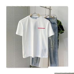 Mens T-Shirts Classic Designer Tshirt Summer Men T Shirts Fashion 100% Pure Cotton Red Logo High Quality White Short Sleeve Sports Cas Otxy2