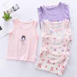 Girls Tank Tops Summer T-shirts for Kids Cartoon Printed Vest Children Underwear 1-8years Young Girl Undershirts Baby Bottom L2405