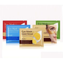 Eye Care 24K Gold Mask Collagen Patches Anti Dark Circle Puffiness Bag Moisturizing Skin Red Pomegranate Blueberry Drop Delivery Healt Otkig