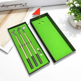 Club Golf Set Pen Desktop Mini Shape Gift Busin Box Metal Ball