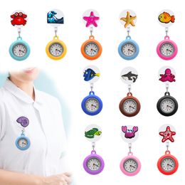 Pocket Watch Chain Ocean World Clip Watches Nurse Glow Pointer In The Dark Retractable Fob Digital Clock Gift With Second Hand Drop De Otrzu