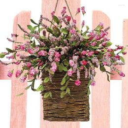 Decorative Flowers Artificial Hydrangea Wedding Decoration Garland Simulation Rattan Basket Door Flower Hang For Home Party