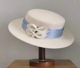 Stingy Brim Hats Ladies Pearls Fedora Women Elegant Bowknot Winter Wool Felt Hat Party Wedding Western Boater Sun Bowler5156187