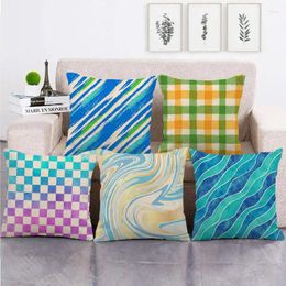 Pillow Cover 45x45cm Print Geometric Colourful Block Line Seat Sofa Case Decorative Pillows Home Decor Custom-made