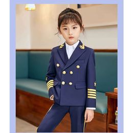 Boys Girls Soldier Pilot Captain Cosplay Photograph Dress School Kids Beaufitul Birthday Suit Children Wedding Performance Wear