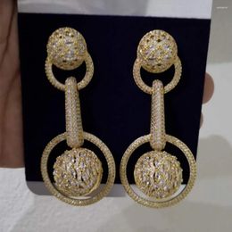 Dangle Earrings GODKI Luxury African Ball For Women Wedding Miami Prong Cuban Chain Link Cubic Zirconia Jewellery Hip Hop Chains