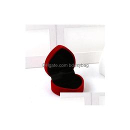 Other Packing Boxes 4.8X4.8X3.5Cm Carrying Cases Red Heart Jewelry Packaging Display Box Ring Storage Earring Organizer Case Gift Dhfe Dhaar