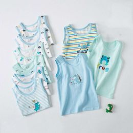 Summer 2023 Teens Cotton Crop Top for Kid Cartoon Sleeveless Boys T-shirts Baby Tops Chilren Underwear Toddler Vest L2405