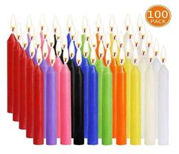 100piece Taper Candles Unscented Assorted Colors Mini Candles for Casting Chimes Rituals Spells Wax Play Vigil Supplies More H124460184