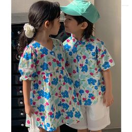 Clothing Sets Toddler Twins Clothes Sister And Brother Matching Vacation Outfits Baby Boys Shirts Shorts Two Piece Kids Girl Floral Dress