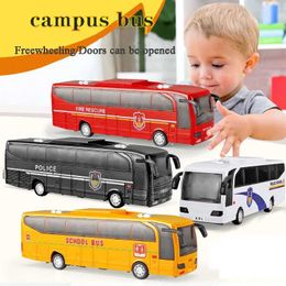 Diecast Model Cars Children police fire trucks lighting music indoor simulation school buses toys model cars childrens toys boys New Year and Christmas gifts WX