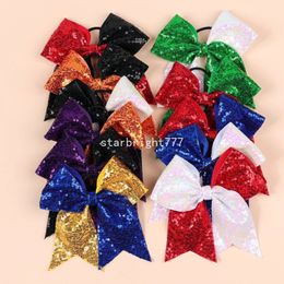New 8 inch Women Large big Two Color Mix Sequin Cheerleading Bows Elastic Hair Bands Girl Boutique Patchwork Hair Accessories