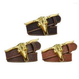 Belts Female Embossed Waist Belt Head Buckle For Dress Jeans PU