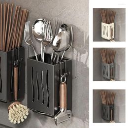 Kitchen Storage Black Drain Chopsticks Basket Anti-mold Wall Mounted Tube Box Plastic Efficient Drainage Cutlery Holder