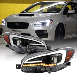 Black Sequential Signal Projector Headlight LED Neon Tube For 15-21 Subaru WRX