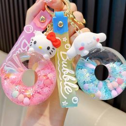 Creative crystal quicksand pendant small jewelry, Kuromi oil in floating keychain, cute drifting bottle, girl's backpack pendant