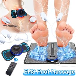 Electric EMS Foot Massager Pad Pulse Acupuncture Point Pen Feet Massage Mat Muscle Stimulation Device Relief Pain Relax Tools 240513