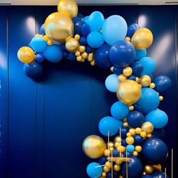 Party Decoration 132pcs Set 10 Inch Light Blue Latex Balloon 32.8ft Aluminium Foil Hanging Swirls Balloons For Birthday
