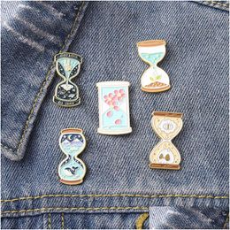 Pins, Brooches Sand Glass Cute Enamel Pin For Women Fashion Dress Coat Shirt Demin Metal Funny Brooch Pins Badges Promotion Gift Drop Dhbpi