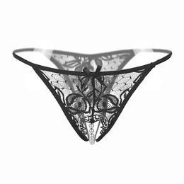 Pearl massage Panties sexy underwear sexy women open crotch transparent thong underpant lingerie