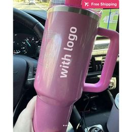 the Quencher H20 40oz Mugs Cosmo Pink Parade Target Red Tumblers Car Cup Stainless Steel Coffee T stanliness standliness stanleiness standleiness staneliness VET6