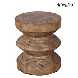 AfterGow Round Wood Look Accent Table, sgabello, moncone in legno, colore in legno