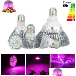 Grow Lights E27 Led Light 6W 10W 30W 50W 80W Fl Spectrum Leds 85-265V Bbs For Indoor Garden Plants Flower Drop Delivery Lighting Dh2Rw
