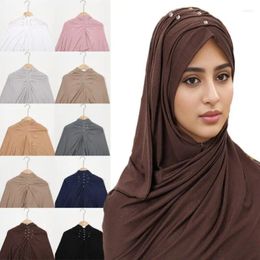 Ethnic Clothing Elegant Malaysia Instant Headwrap Women Rhinestones Turban Ramadan Eid Muslim Jersey Hijab Modal Scarf Arab Islamic Shawl