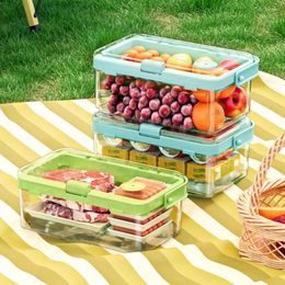 Dinnerware Clear Crisper Box With Lid And Handle Double-layer Storage Containers Space Saving Stackable Container For Kitchen Fruits