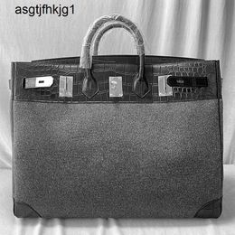 Designer Bag Tote Bags 50cm Customised Black Matte Crocodile Skin Patchwork Sheep Sticky Woollen Cloth Large Travel rj