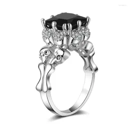 Cluster Rings Vintage Lady Skull Ring 10KT White Gold Party Wedding Band For Women Anniversary Easter Jewellery