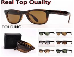 designer sunglasses Folding sunglass mens sunglasses women sun glasses with UV400 glass lenses folding leather case and retailin6489056