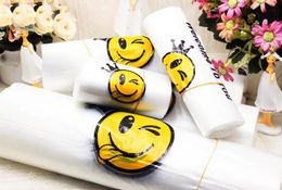 wholesale Smile Face Transparent Portable Plastic Bags Customized Fresh Material Waterproof Multi purpose Vest Shopping Bags ZZ