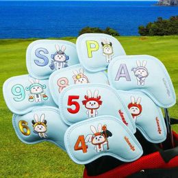 Other Golf Products Golf metal cover embroidered rabbit PU leather golf driver hood 9-piece protective hood golf accessoriesL2405