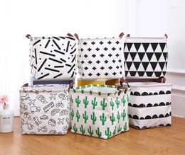 Storage Bags Nordic Style Canvas Bag For Toys Clothes Kids Room Organiser Pouch Stand 32x32CM