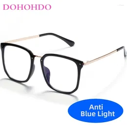 Sunglasses DOHOHDO Fashion Square Men Anti Blue Light Computer Glasses Women's Prescription Eyewear Ultralight Metal Reading Eyelasses