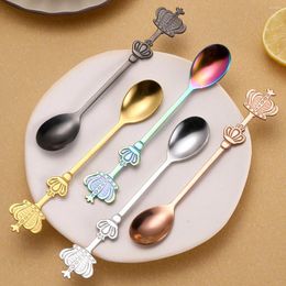 Spoons WORTHBUY Tea Spoon Stainless Steel Crown Mini Scoop Mixing Kitchen Tableware Thickened Cutlery Creative Stirring