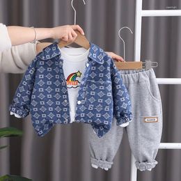 Clothing Sets Toddler Tracksuits 2024 Spring Korean Baby Boy Clothes 2 To 3 Years Denim Jackets White T-shirts Pants Kids Boys Outfit Set