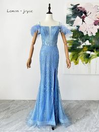 Party Dresses Lemon Joyce S Discounts Blue Boat Neck Embroidery For Prom Slim Spring And Summer Styles Korean Style