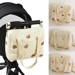 Diaper Bags Cute Bear Baby Stroller Nappy Bag Korea Embroidery Flower Mommy Bag Soft Maternity Shoulder Pack Portable Baby Diaper Organizer Y240515