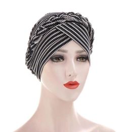 BeanieSkull Caps Muslim Women Silk Braid Pre Tied Turban Hat Headscarf Cancer Chemo Beanie Cap Headwear Head Wrap Hair Accessorie7512908