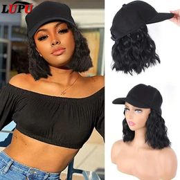 Wide Brim Hats Bucket Hats LUPU long synthetic fluffy curly wavy hair wig with a baseball cap natural Connexion adjustable hat wig for women B240516