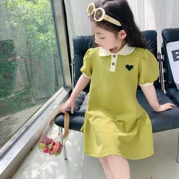 Girl's Dresses 2024 Baby Pink Dress Clothes Summer Short Sleeves Green Dress Clothing Fashion Kids Girls Princess Dresses VMN4