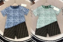 Top baby tracksuits Summer boys set kids designer clothes Size 100-150 CM Gradient letter print round neck T-shirt and shorts 24April
