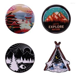 Brooches Pretty Outdoor Scenery Enamel Badge Originality Lapel Brooch Denim Jacket Backpack Pin Decoration Given Friends And Fans Gifts