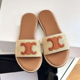 Top Quality Flat Slipper Women Raffia Sandal Beach Designer sandals Womens Holiday Walking Shoes