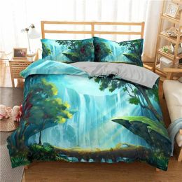 Bedding Sets ZEIMON Forest Set 3D Single Size Green Plant Duvet Cover Painting Colorful Bed Microfiber Bedclothes 2/3pc