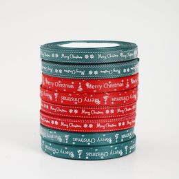 Grosgrain ribbon 50Yards 10mm Christmas tree print Gift Hair Bows Wedding Decorative Gift Box Wrapping DIY Crafts Party Decoration